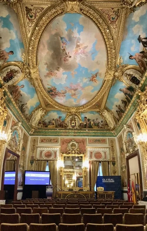 A hall of the Royal Palace in Madrid set for an E3 event