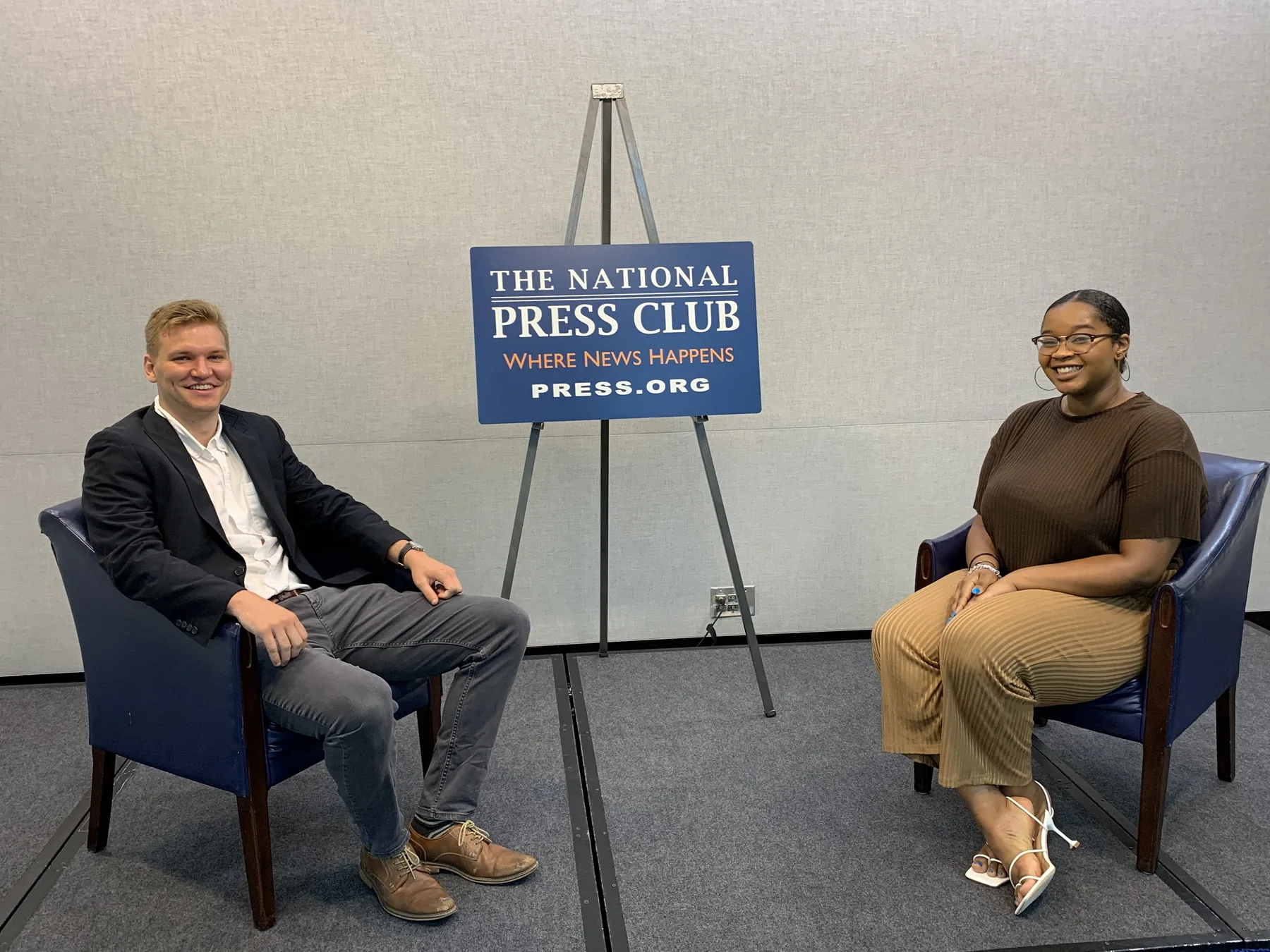 A client interviewed at the National Press Club