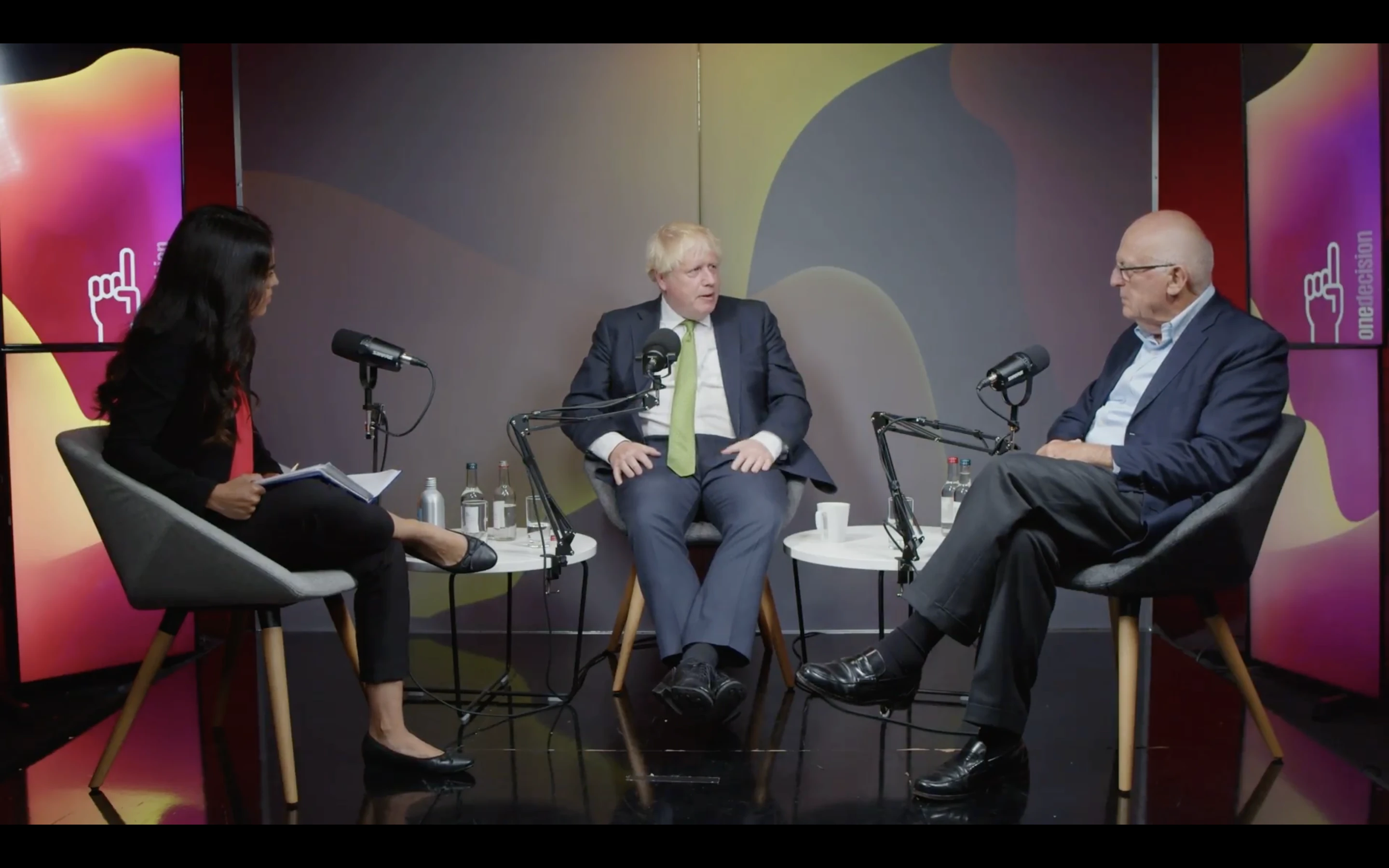 Boris Johnson recording an episode of One Decision in the studio