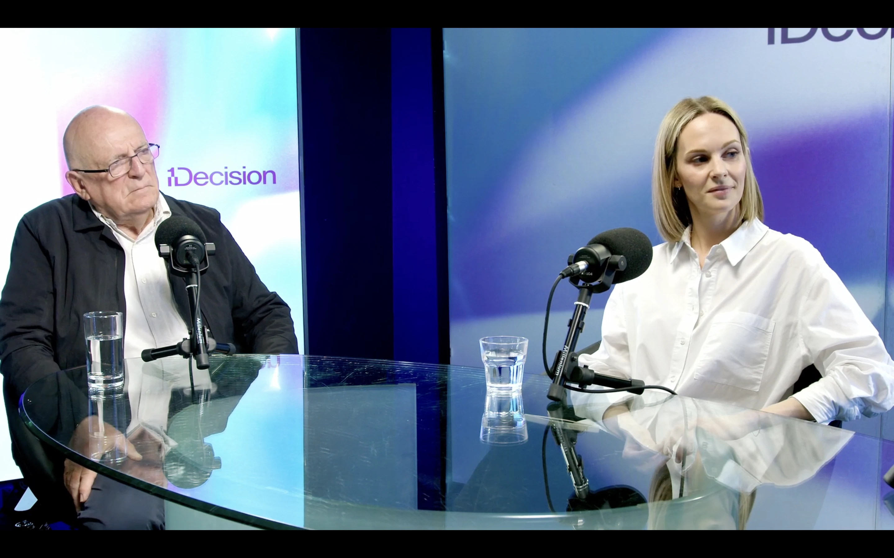 Two guests recording One Decision in the studio